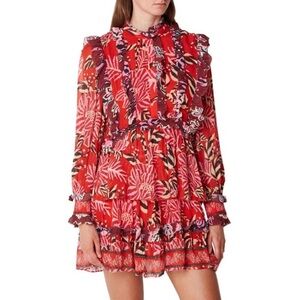 Farm Rio “Tiered Ruffle Hem Floral Tiger Print Dress” (mini)